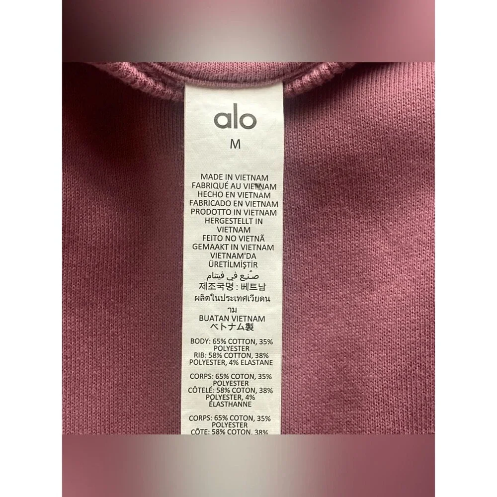 ALO Yoga Pink Wild Rose Accolade Cropped Sweatshirt Medium California Casual